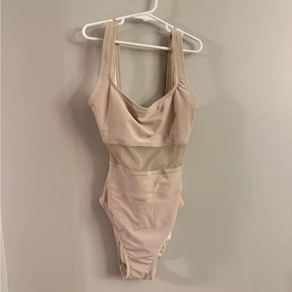 Anne Cole Collection Mesh Waist One-Piece Swimsuit – Nude/Beige